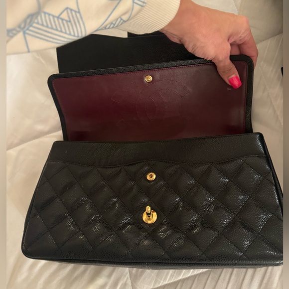 CHANEL Classic Double Flap Bag Quilted Caviar Jumbo Black - Picture 10 of 14